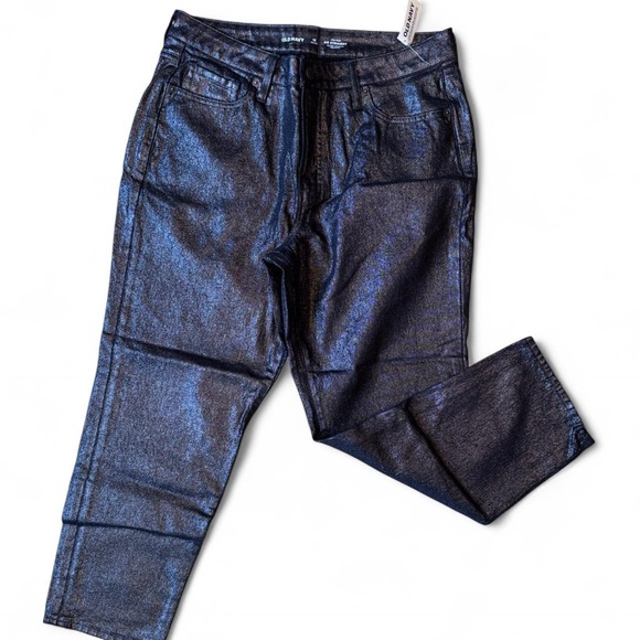 NWT Old Navy Black Shimmery Denim Jeans 12 petite - Picture 8 of 8
